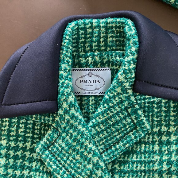 Prada Fall 2015 Green Tweed Ensemble Pants Vest with Mink Fur Accents IT 42 US 6 - Picture 9 of 16